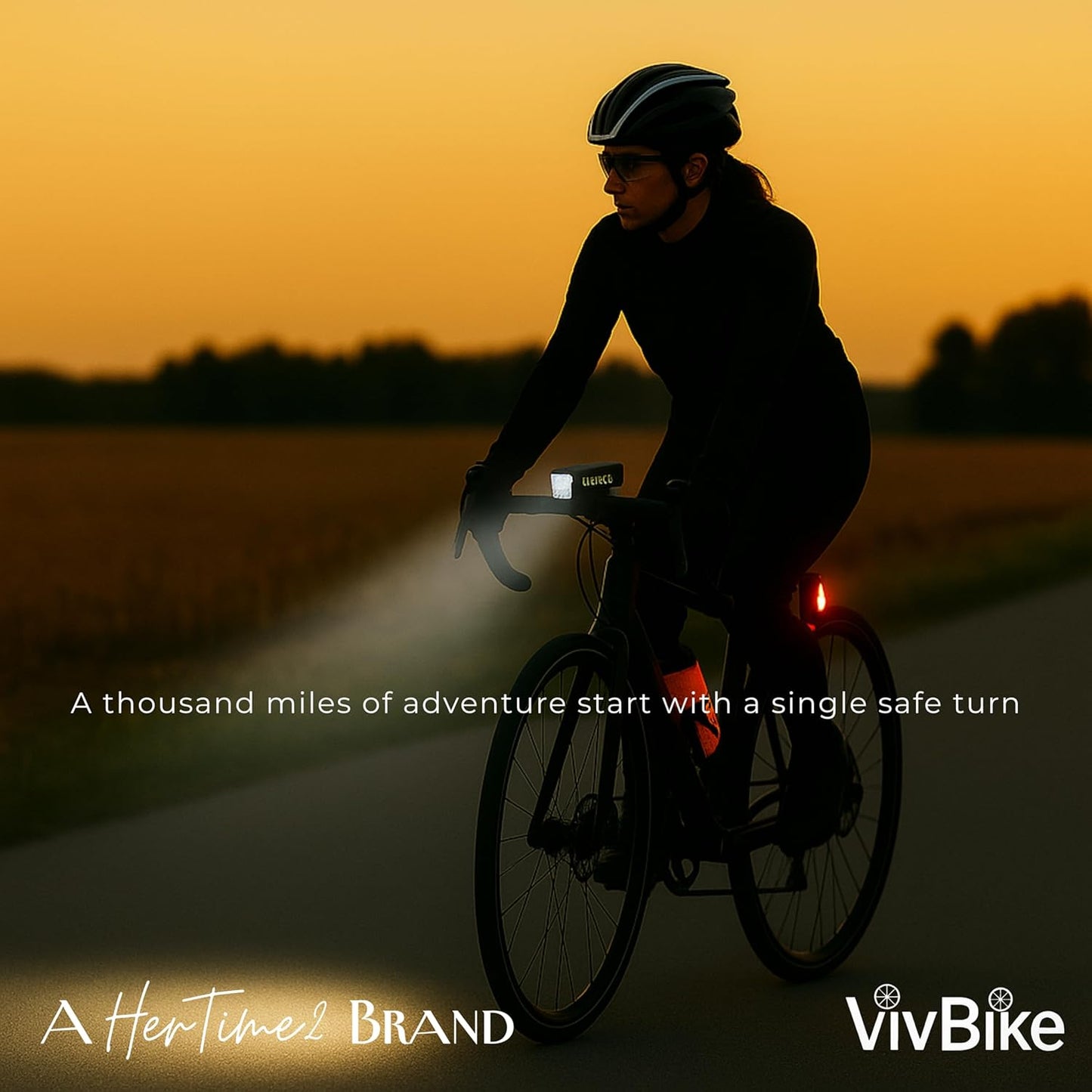VivBike Rechargeable Bike Lights – Compact Front and Rear LED Set for Clean, Clutter-Free Handlebars