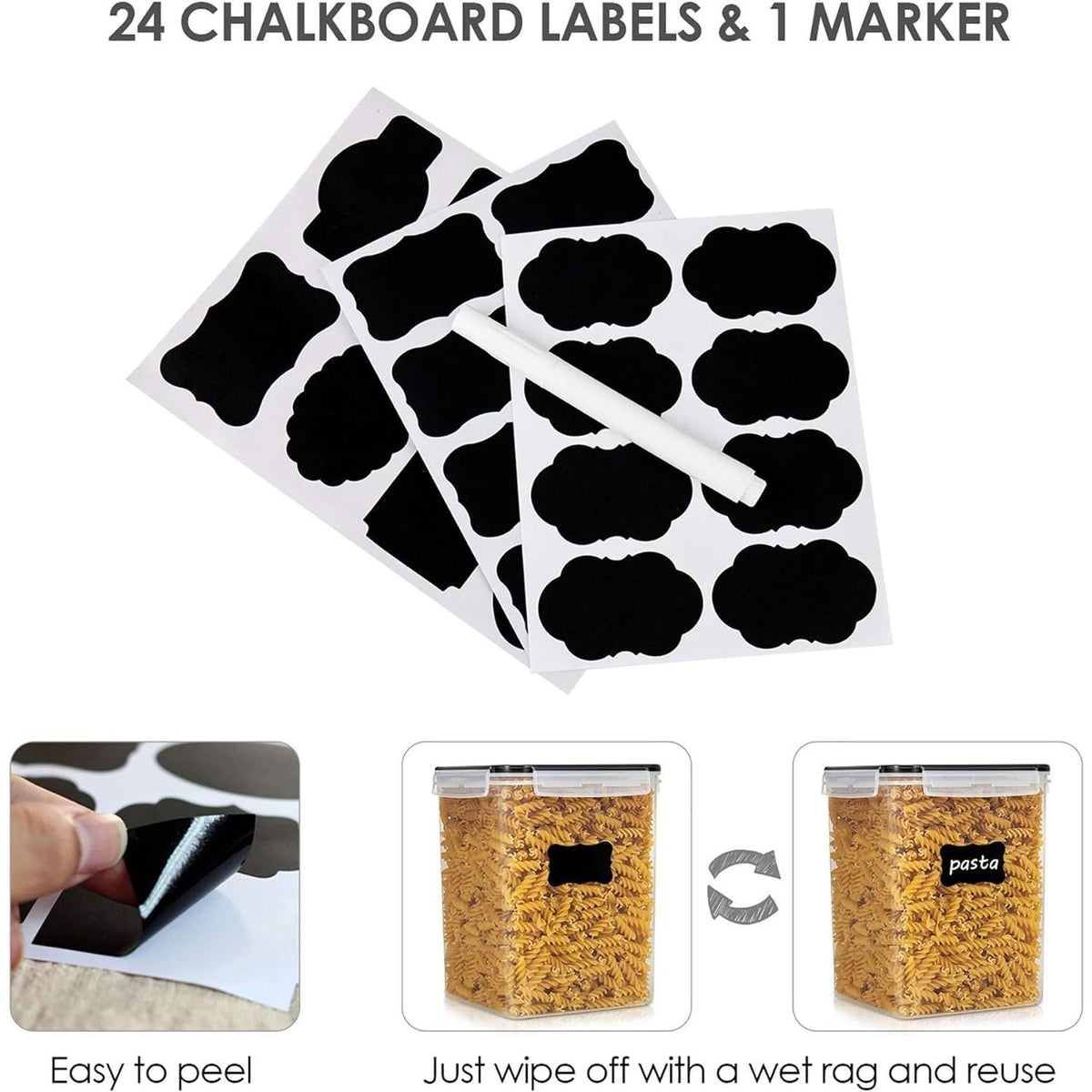 Vtopmart 5.2L Black Flour Sugar Storage Container Set of 4 with Measuring Cups and Labels – Streamlined Bulk Pantry System for Cooking Enthusiasts