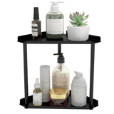 Jesginboo 2-Tier Corner Organizer, Designer Bathroom Storage in Black or White Finishes
