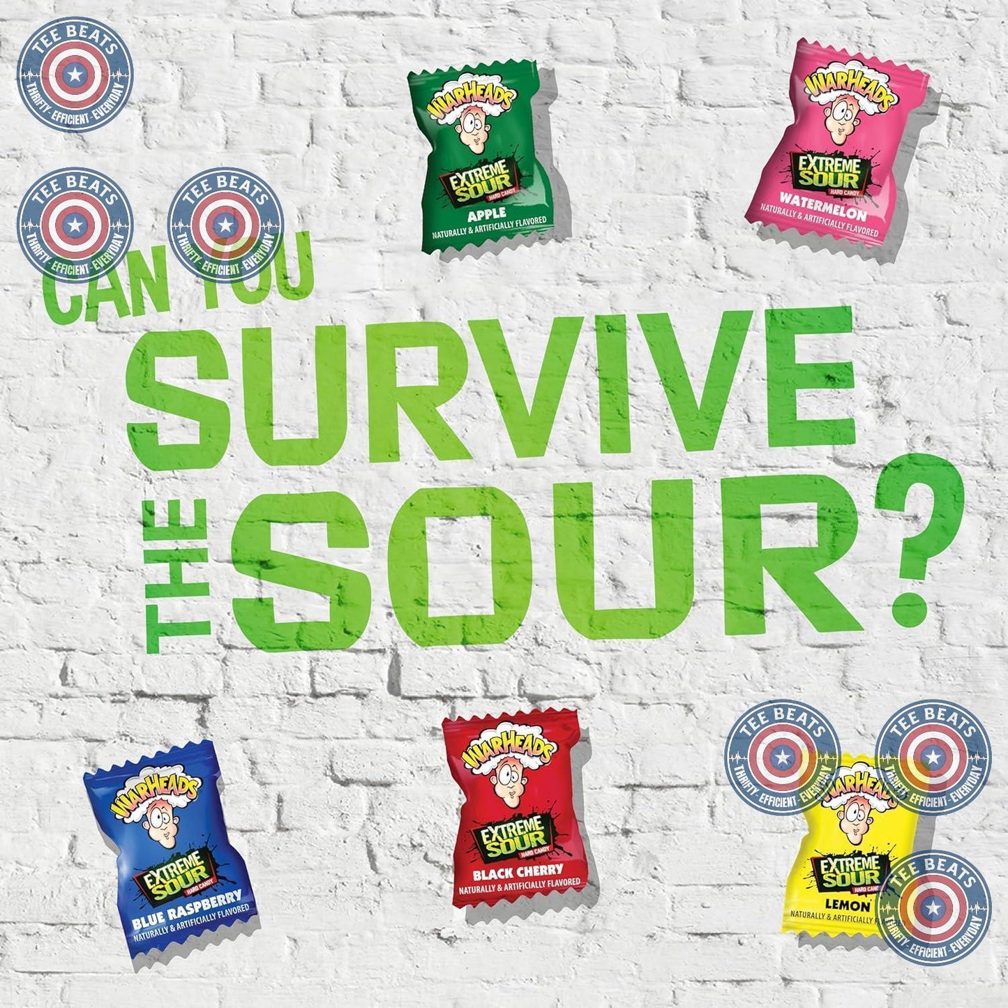 WARHEADS Extreme Sour Hard Candy Assorted Flavors 2 oz Bag Lunchbox Surprise for Kids and Tweens Ages 6-14