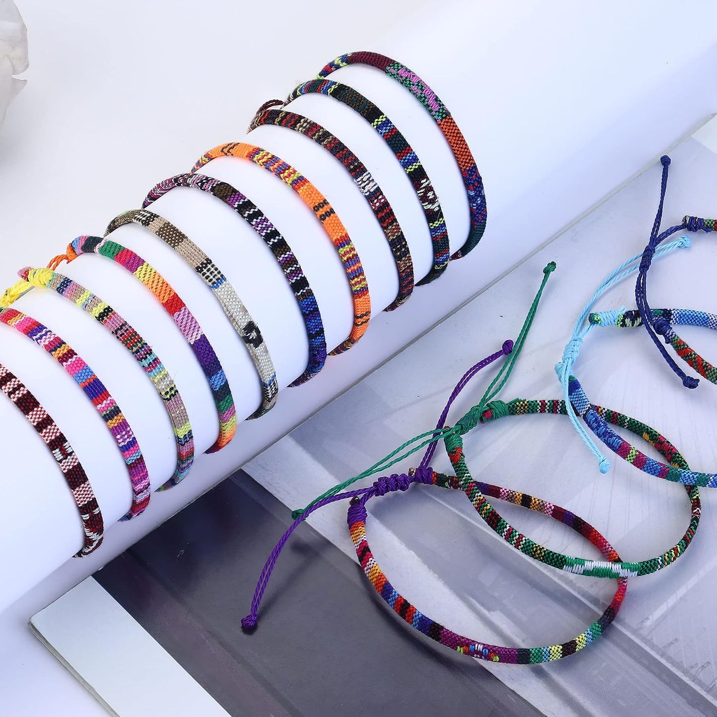 WATERPROOF JEWELRY Surfer Anklet Bracelet Bulk 24 Set – Ready-to-Give Valentines Day Gift for Her, Colorful Handmade Beach Jewelry