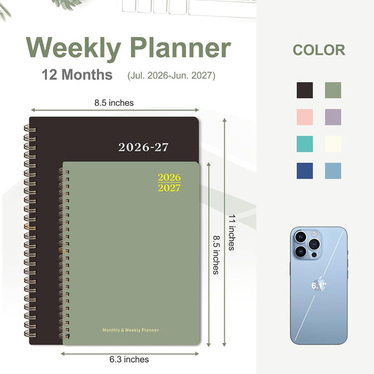 weekly, monthly, and yearly views with ruled daily blocks and julian dates