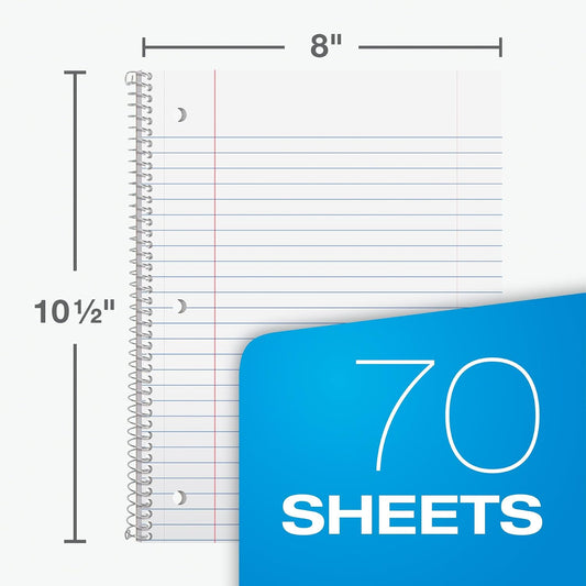 wide ruled paper with 70 sheets (140 pages) per notebook