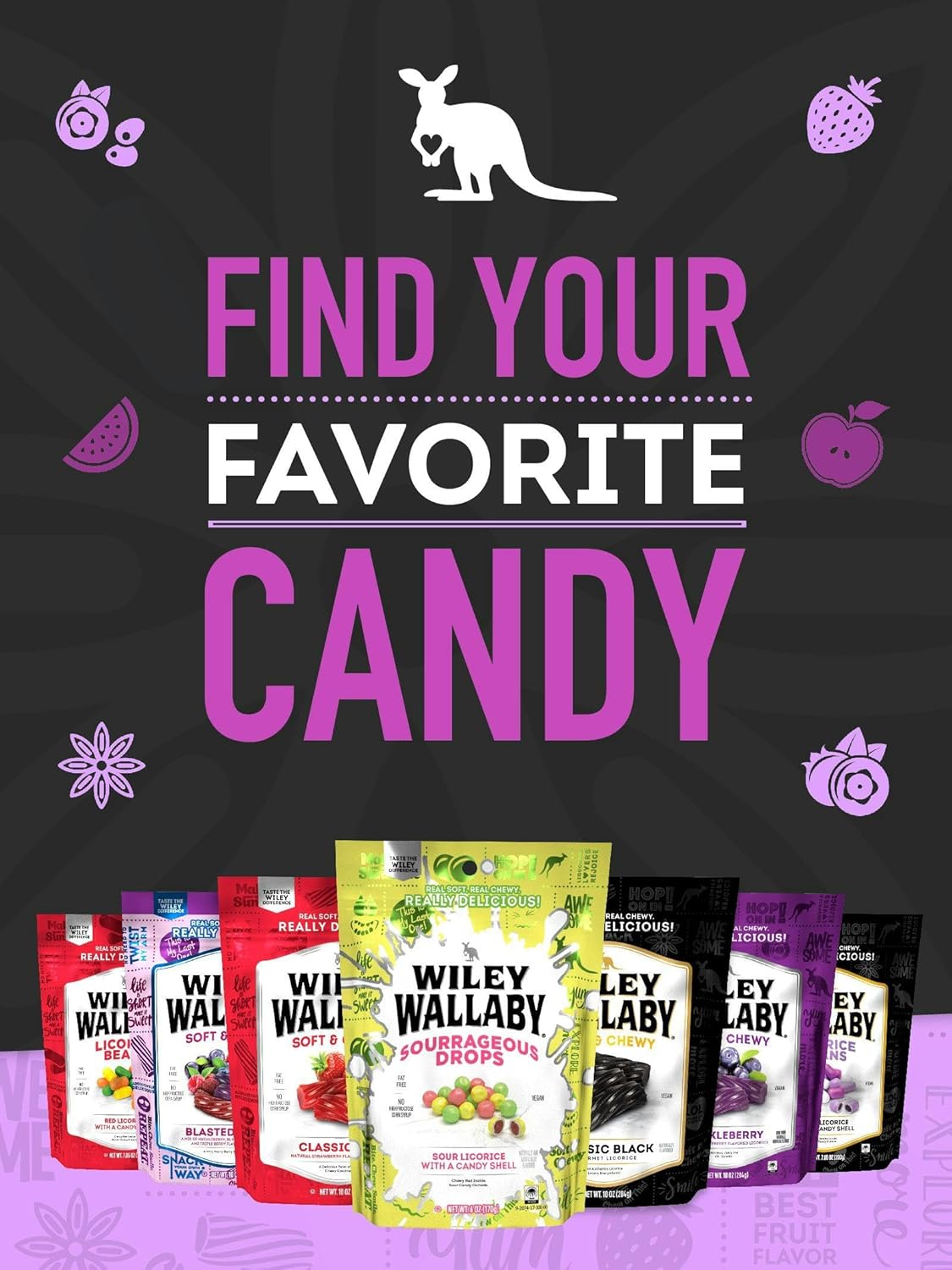 Wiley Wallaby Black Licorice – Family Movie Night Candy Bowl, Vegan & Kosher Treat for Kids