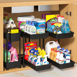 Spa Ivy 2-Tier Under Sink Organizer 3-Pack, Fast-Access Sliding Drawer for Efficient Kitchen Cleaning Routines