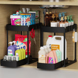 Under Sink Organizer Pull Out Drawer – Stylish Cabinet Storage for Modern Kitchen Decor, 2-Pack Black