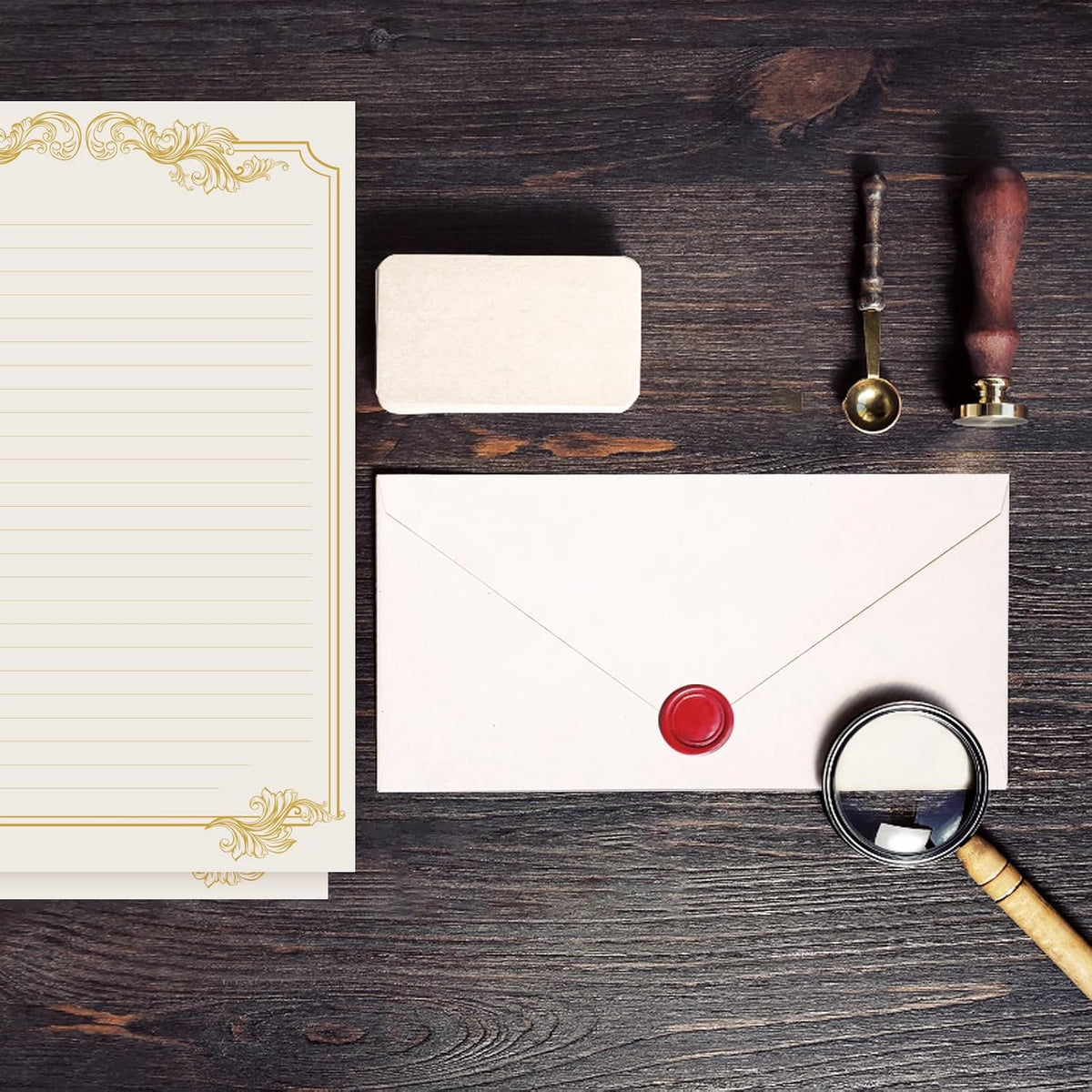 XXINMOH Designer Stationery Bundle – Archival-Quality Acid-Free Paper with Gold Foil Border for Elevated Gift Giving