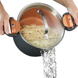 GOTHAM STEEL Twist-Lock Nonstick Stock Pot – All-in-One Pasta Strainer and Soup Pot for Studio Apartments and Dorm Cooking