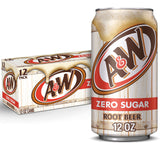 A&W Zero Sugar Root Beer Soda, 12 fl oz cans (12 pack) – Caffeine-Free Soft Drink for Kids' Birthday Parties and Family Meals