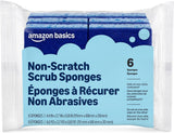 Amazon Basics Heavy Duty Sponge Set for Pet-Friendly Households, Abrasive Side for Caked Food Without Harsh Chemicals