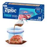 Ziploc Gallon Freezer Bags – Leak-Resistant Resealable Storage for School Lunches and Snacks