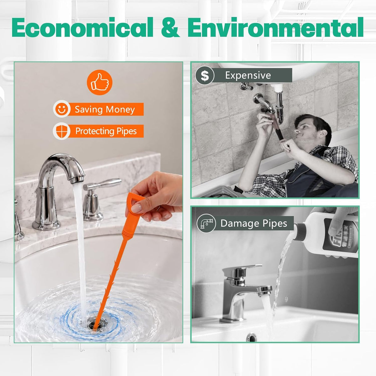 0.45-inch shaft width fits any drain opening larger than 0.5 inches