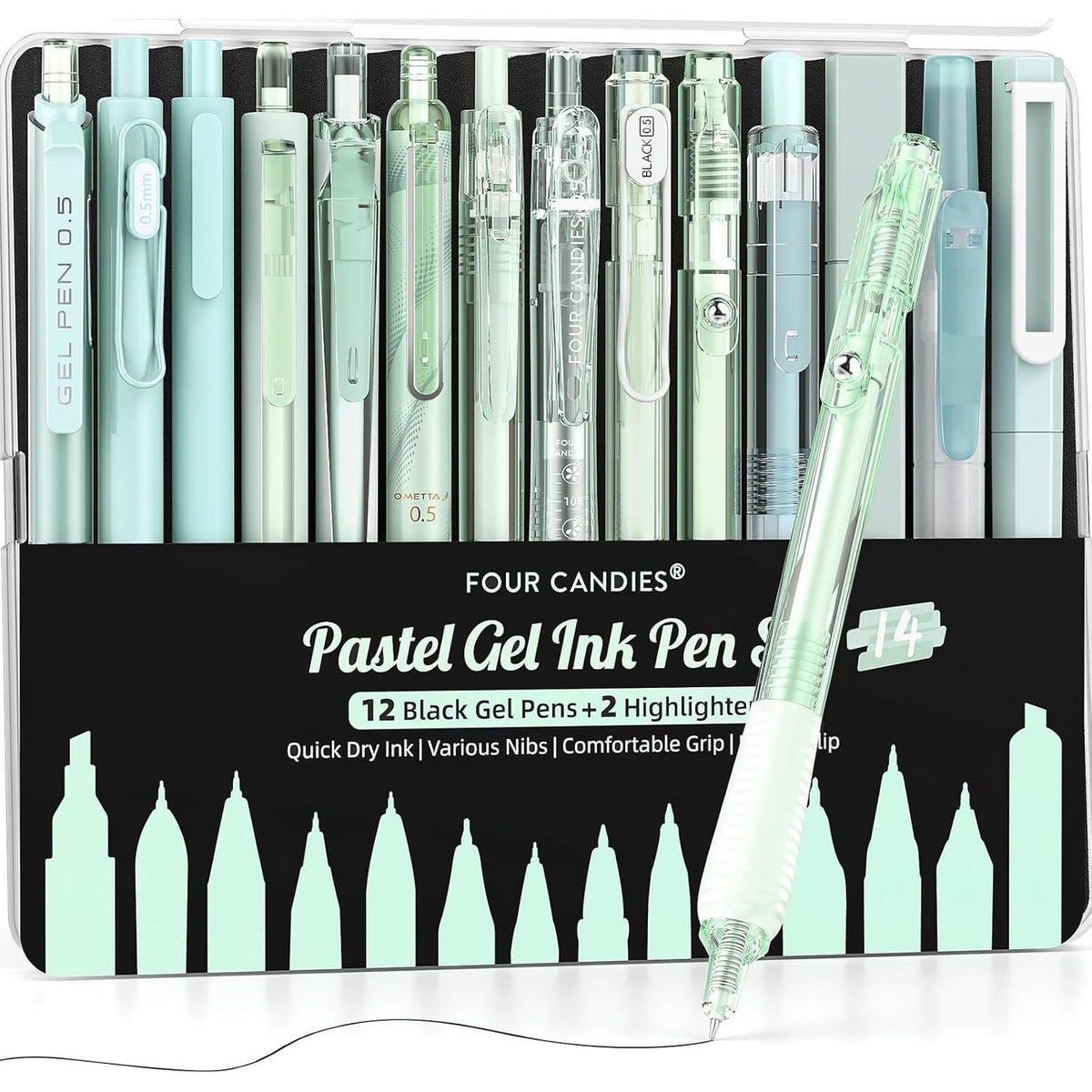 0.5mm fine-point retractable gel pen with quick-drying, smudge-resistant ink