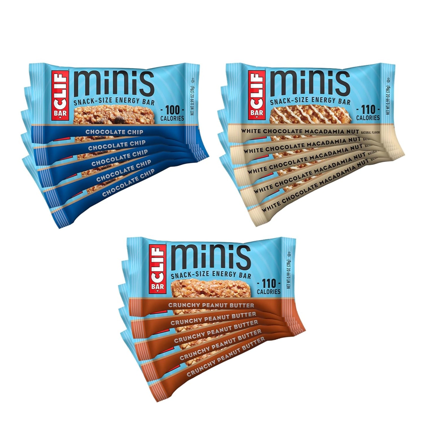 0.99 oz snack-size bars with 100-110 calories each