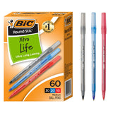 BIC Round Stic Xtra Life Ballpoint Pen, Practical Back-to-School Gift Pack for Students and Teachers