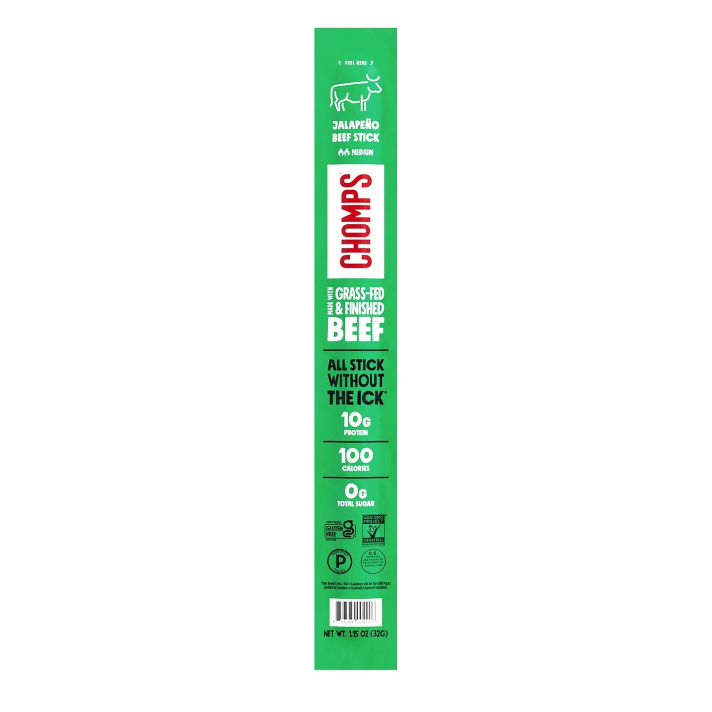 1.15 oz individually portioned grass-fed and finished beef stick
