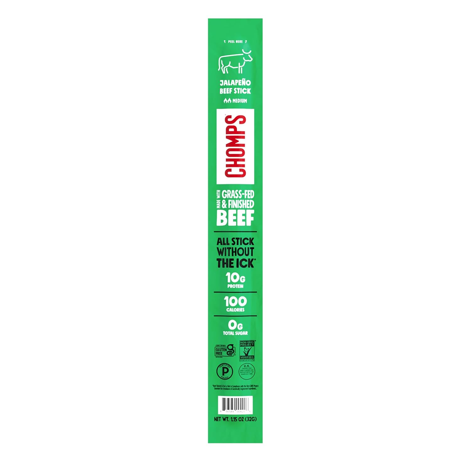 1.15 oz individually portioned grass-fed and finished beef stick