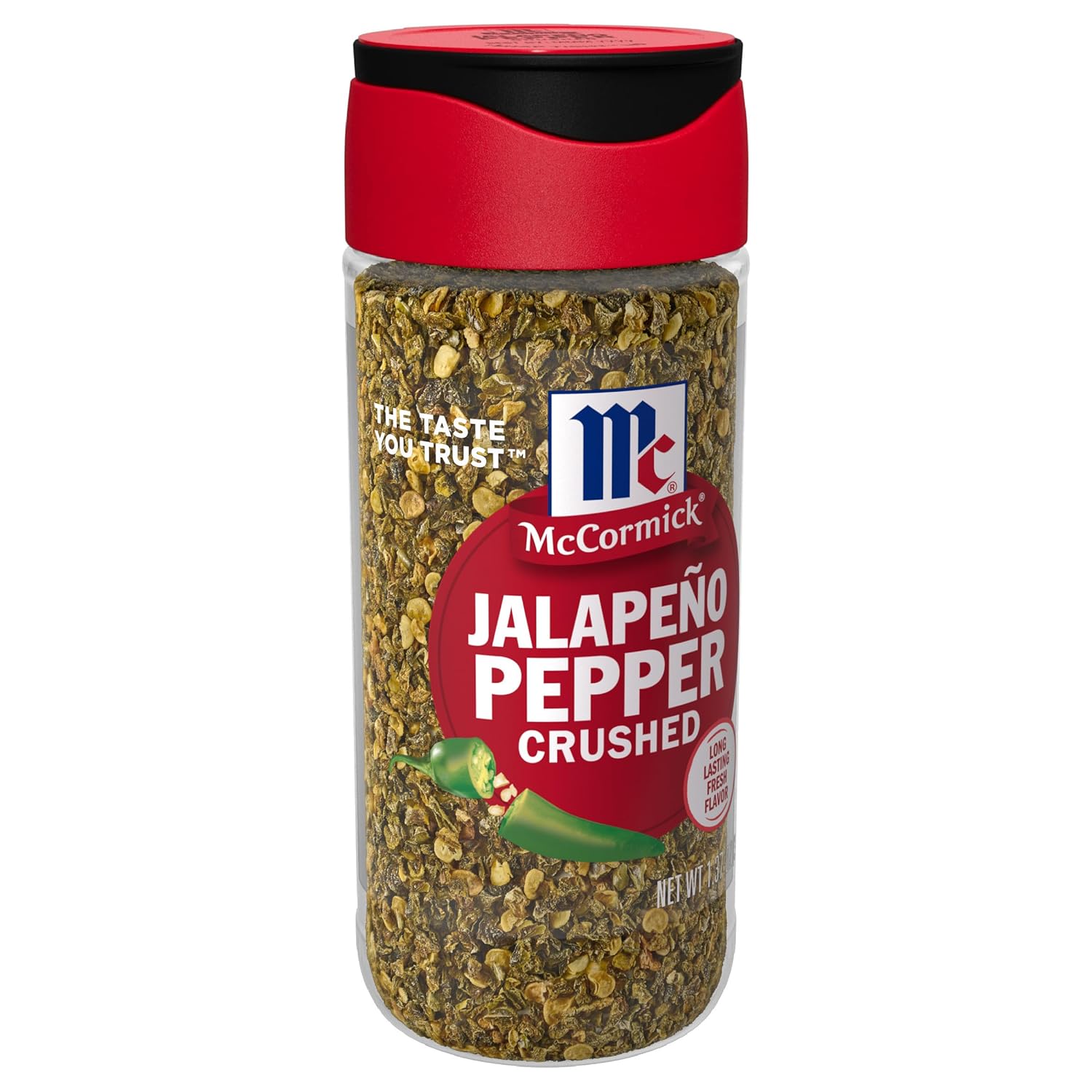 1.37 oz crushed jalapeño pepper in a shelf-stable jar