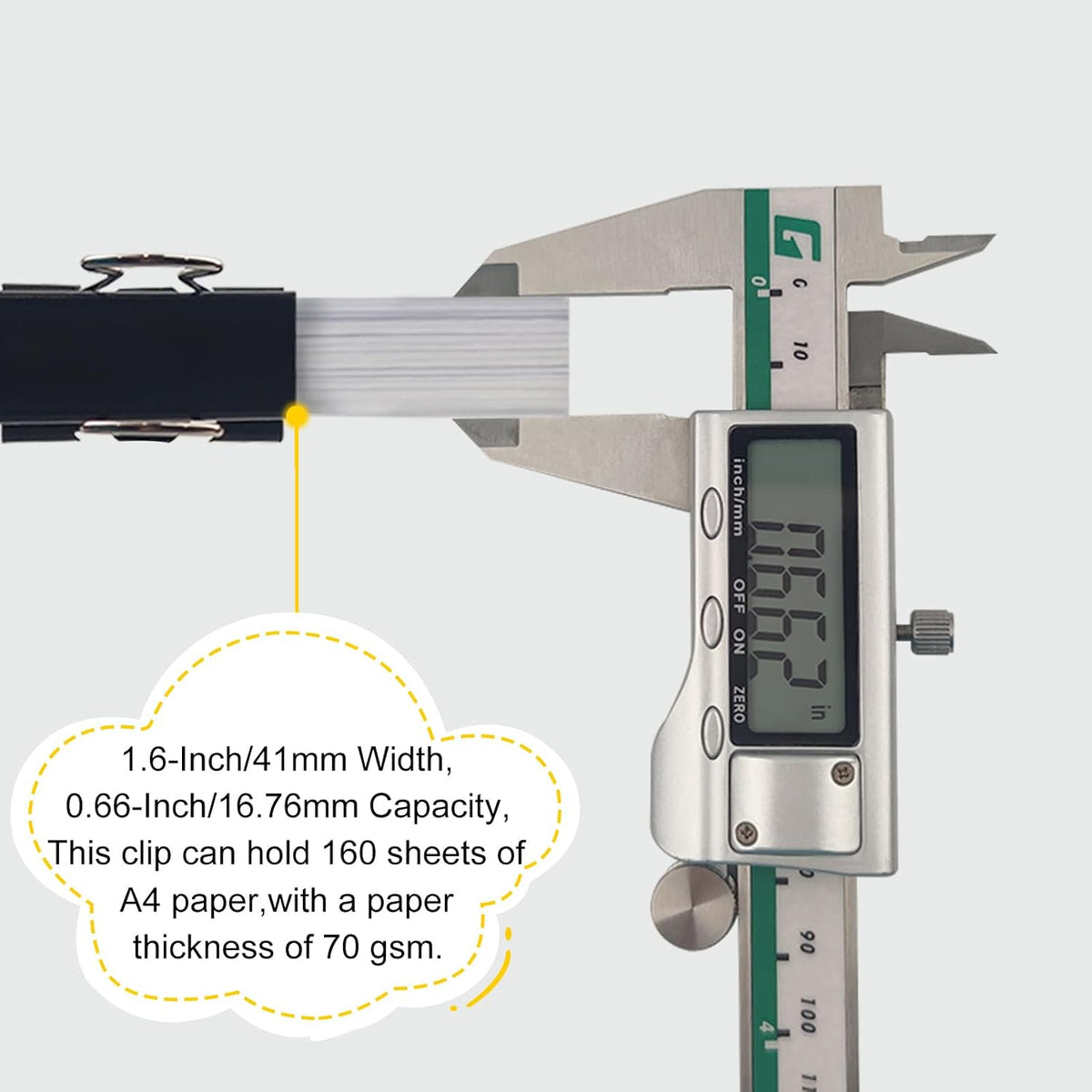 1.6-inch / 41mm clip width for large document stacks