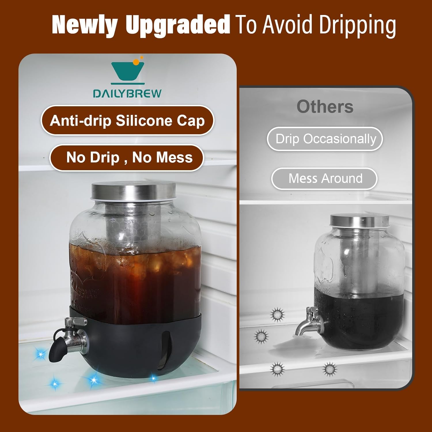 1 Gallon Cold Brew Coffee Maker – All-in-One Beverage Dispenser for Kitchen Counter, Dining Room, and Backyard