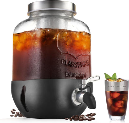 1-gallon heavy-duty food-grade soda-lime glass carafe resistant to cracking