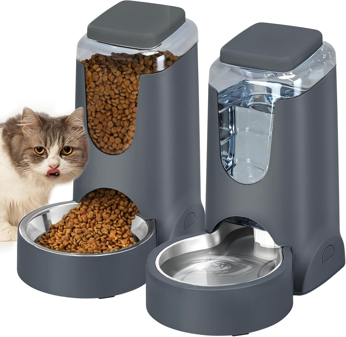 1-gallon water dispenser and 6-pound food hopper in one combo set
