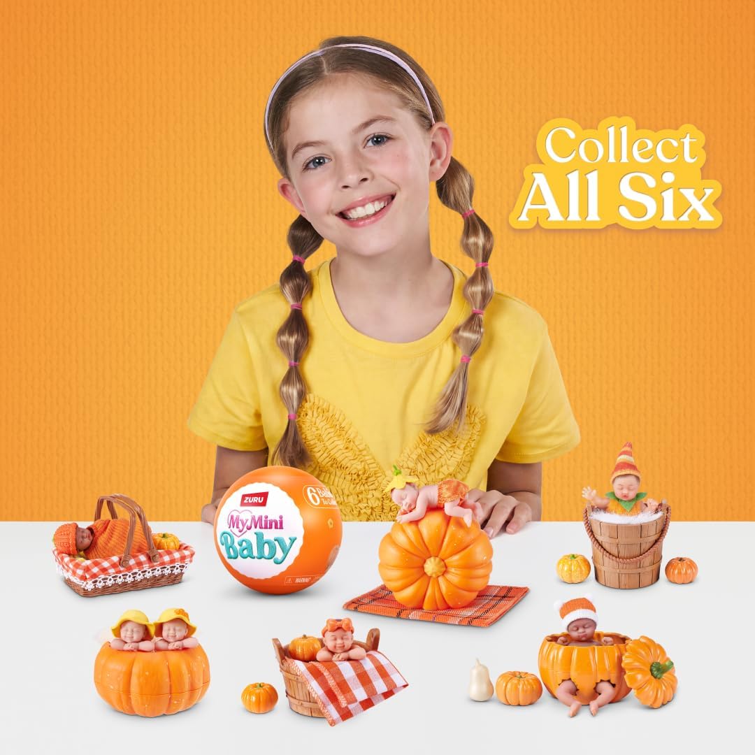 1 of 6 limited-edition pumpkin patch mini baby dolls to collect