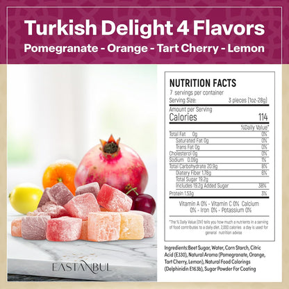 10.5 oz (0.5 lb) single-size box with powdered sugar coating for freshness
