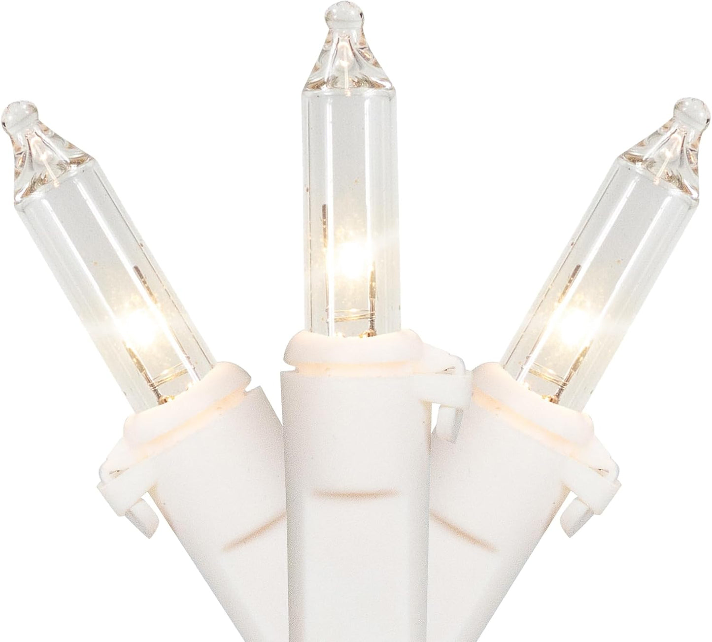 10 clear incandescent mini bulbs on 22-gauge white wire