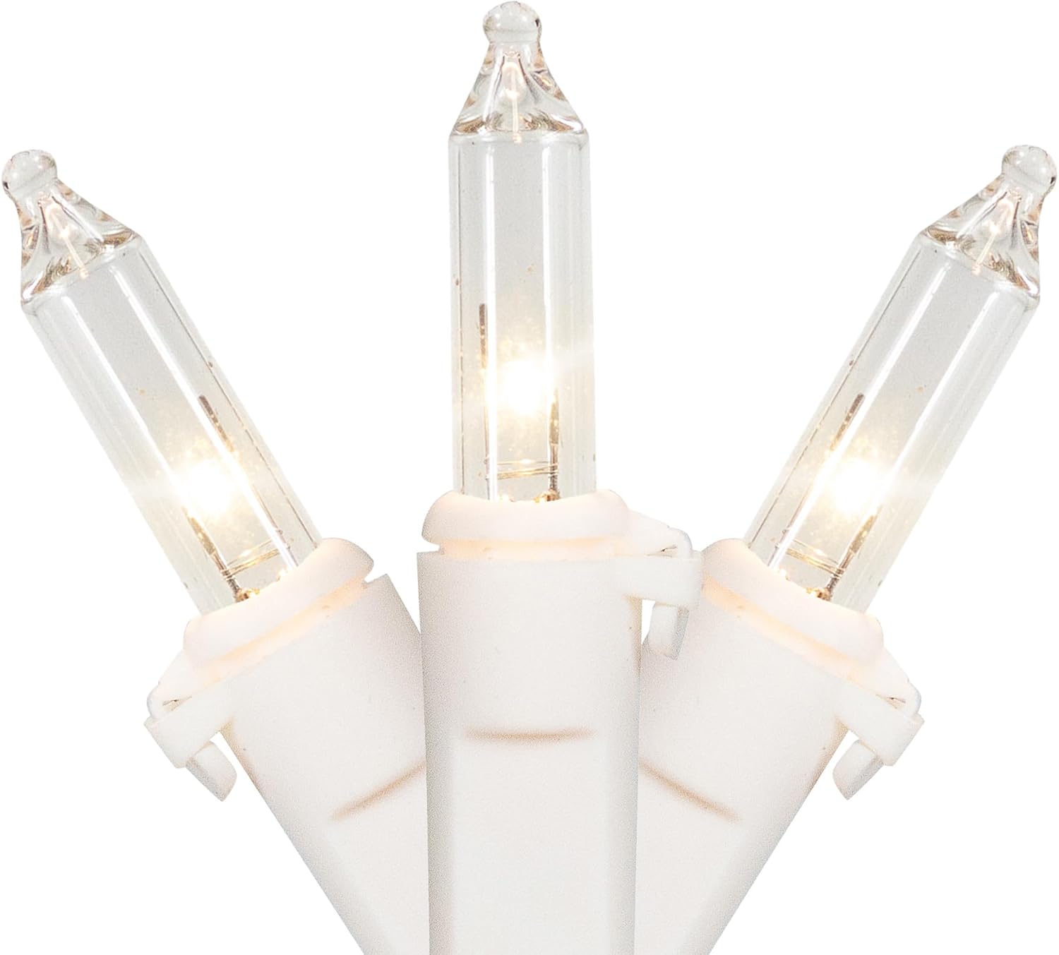 10 clear incandescent mini bulbs on 22-gauge white wire