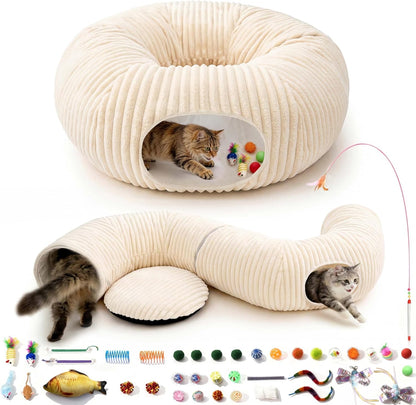 10-inch diameter tunnel with 15-inch donut mat supporting pets up to 30 lb