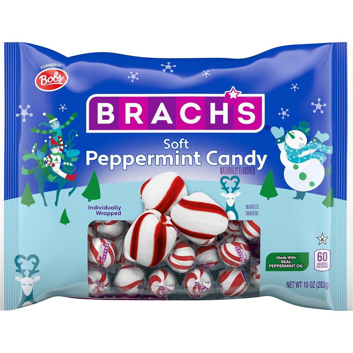 10 oz bag of soft peppermint candies (with 8 oz elf mellowcreme variant available)