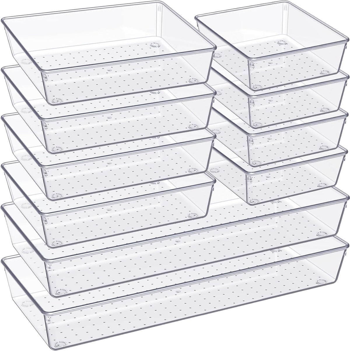 10-pack set with three sizes: 2x (15"x6"x2"), 4x (9"x6"x2"), and 4x (6"x6"x2")