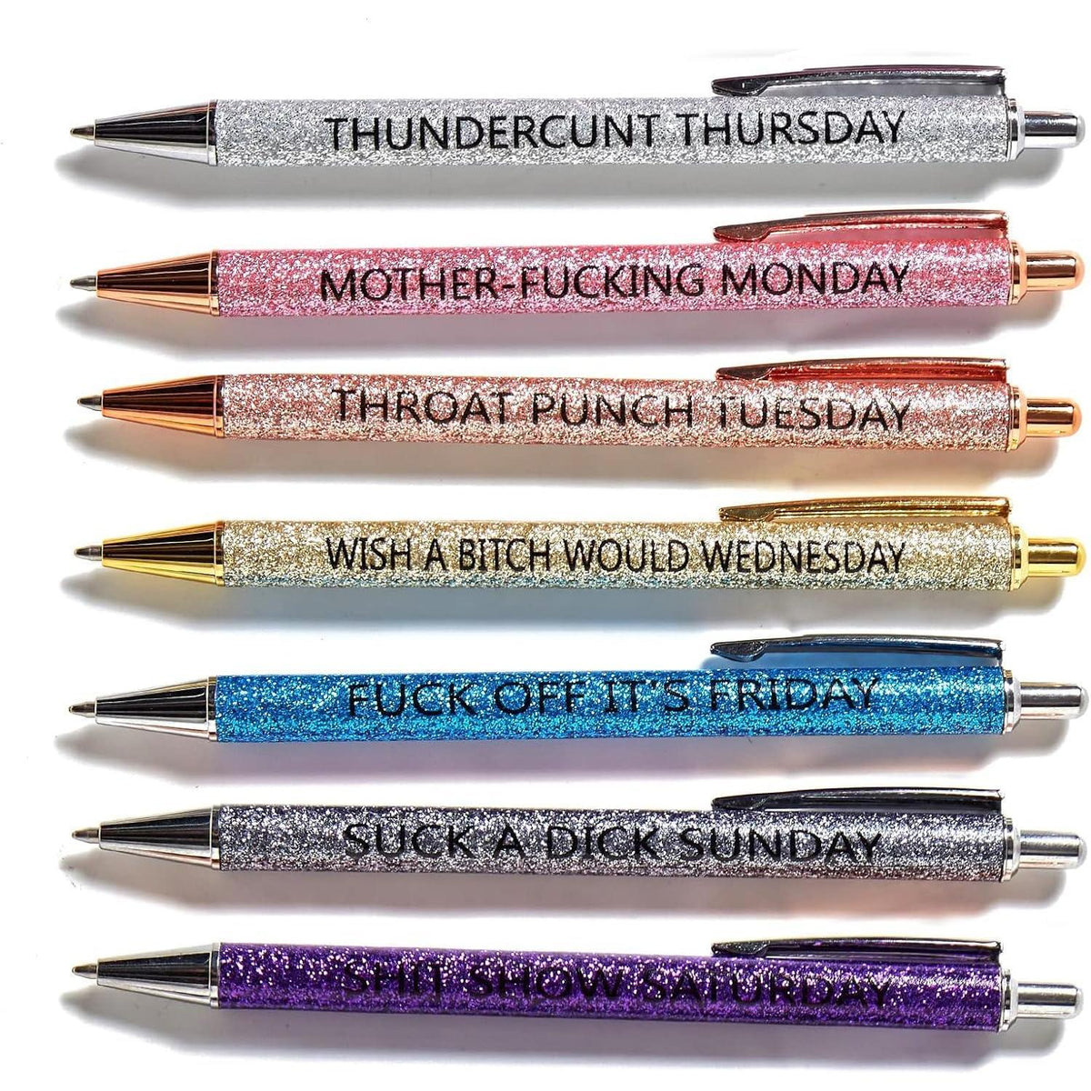 10-piece bulk set with 10 unique glitter pen designs in each pack