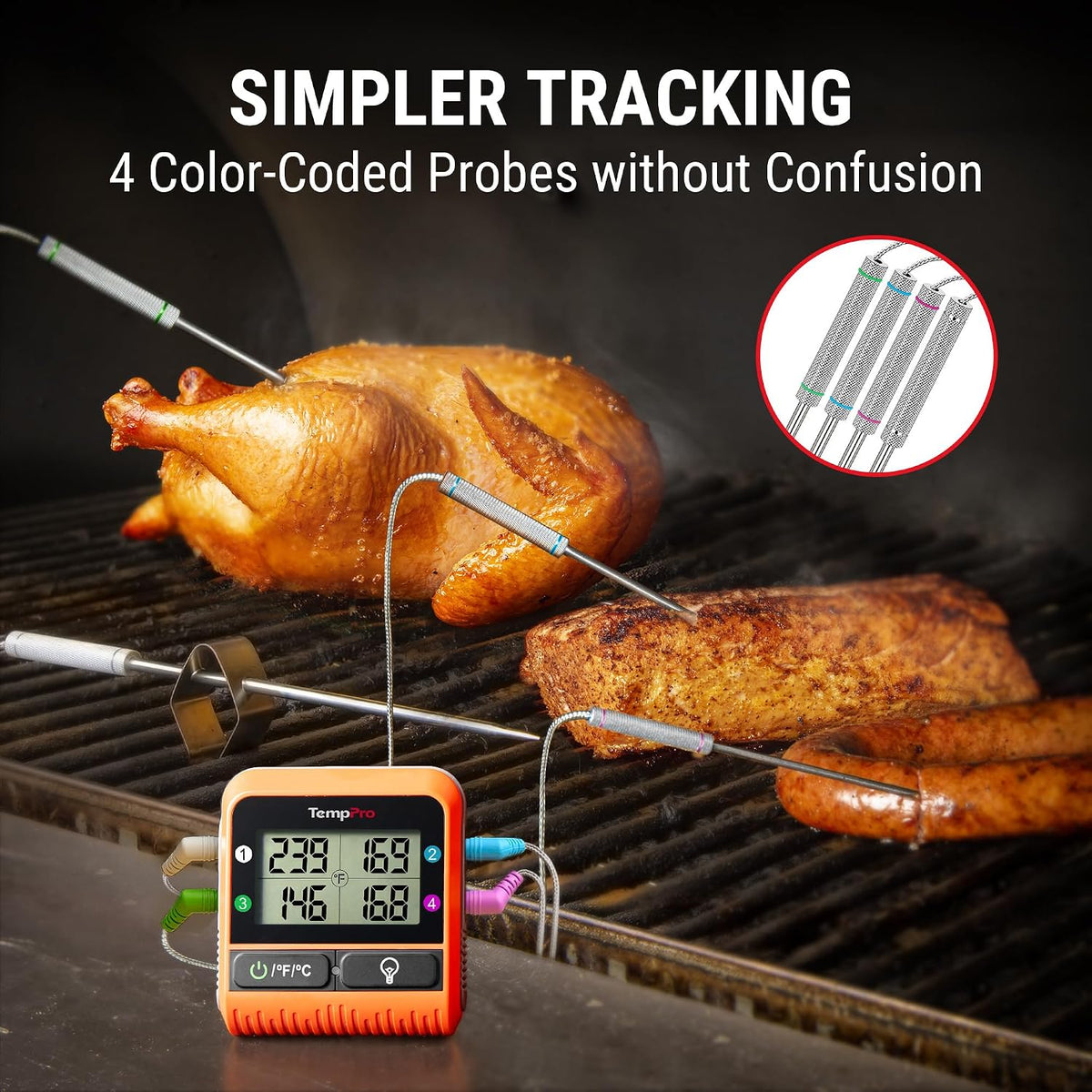 10 usda meat presets with multiple doneness levels and beep + flash smart alarm