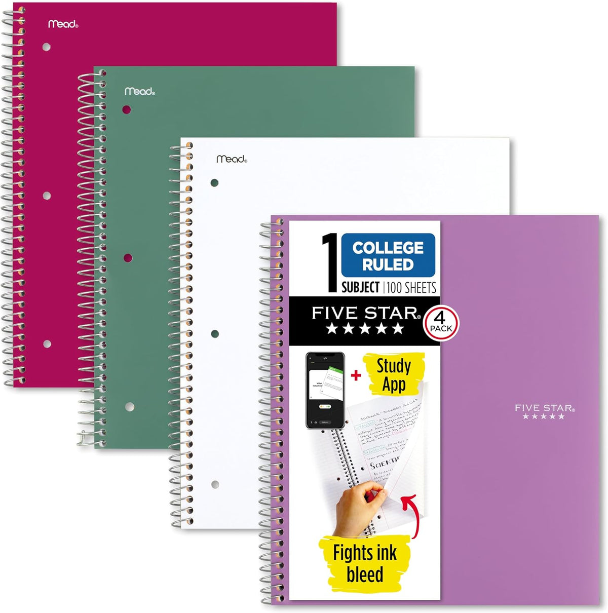 100 double-sided college or wide ruled sheets per notebook (200 pages) at 8-1/2" x 11"