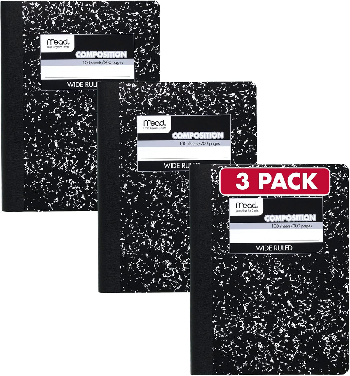 100 double-sided wide-ruled sheets (200 writing pages per book)