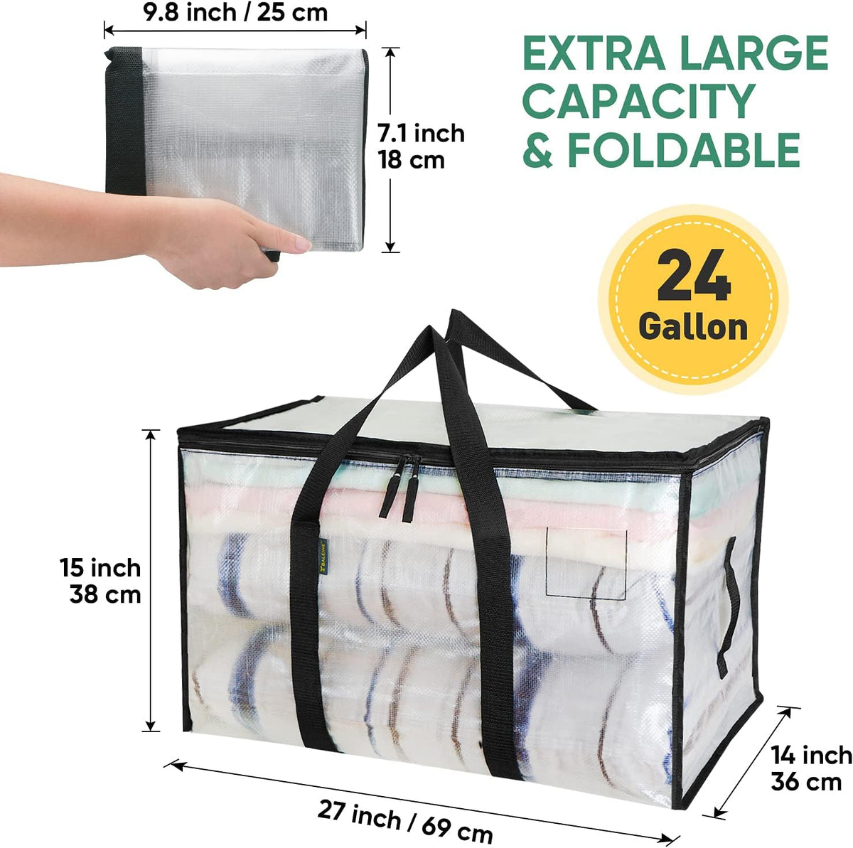 100 lb load capacity with reinforced wrap-around carry handles