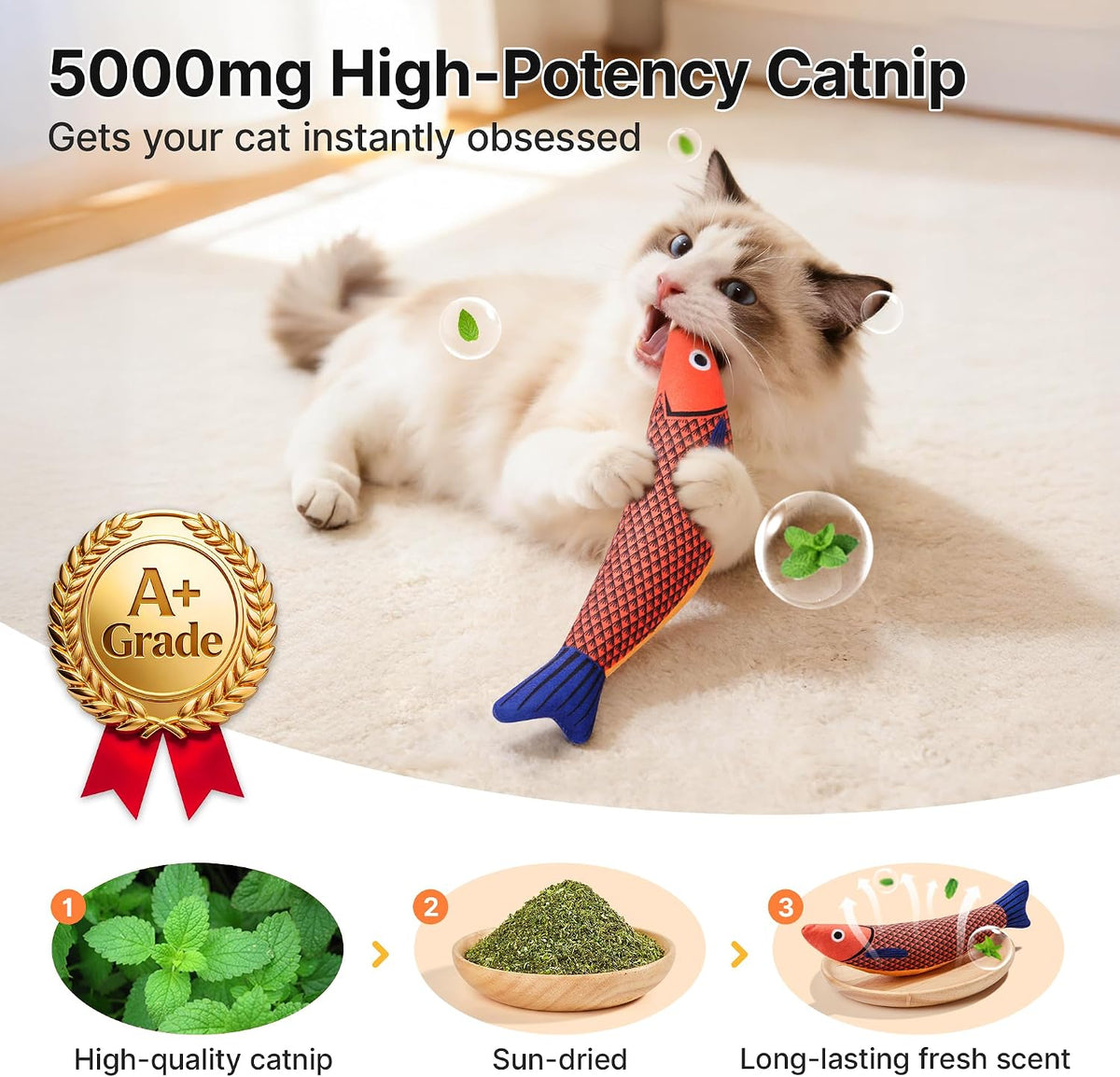 100% pure organic catnip stuffing for potent scent-driven play