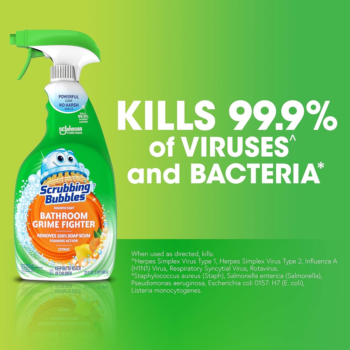 100% soap scum removal claim on bathroom surfaces