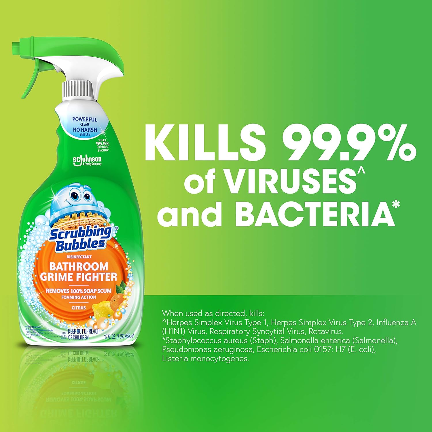 100% soap scum removal claim on bathroom surfaces