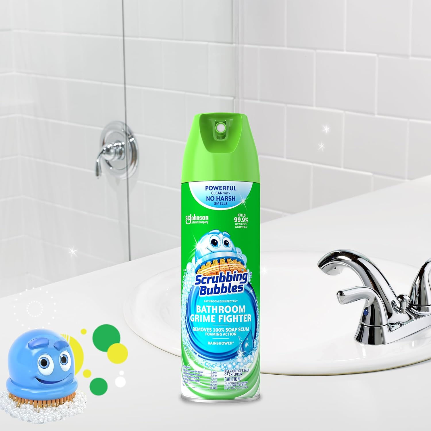 100% soap scum removal on bathroom surfaces