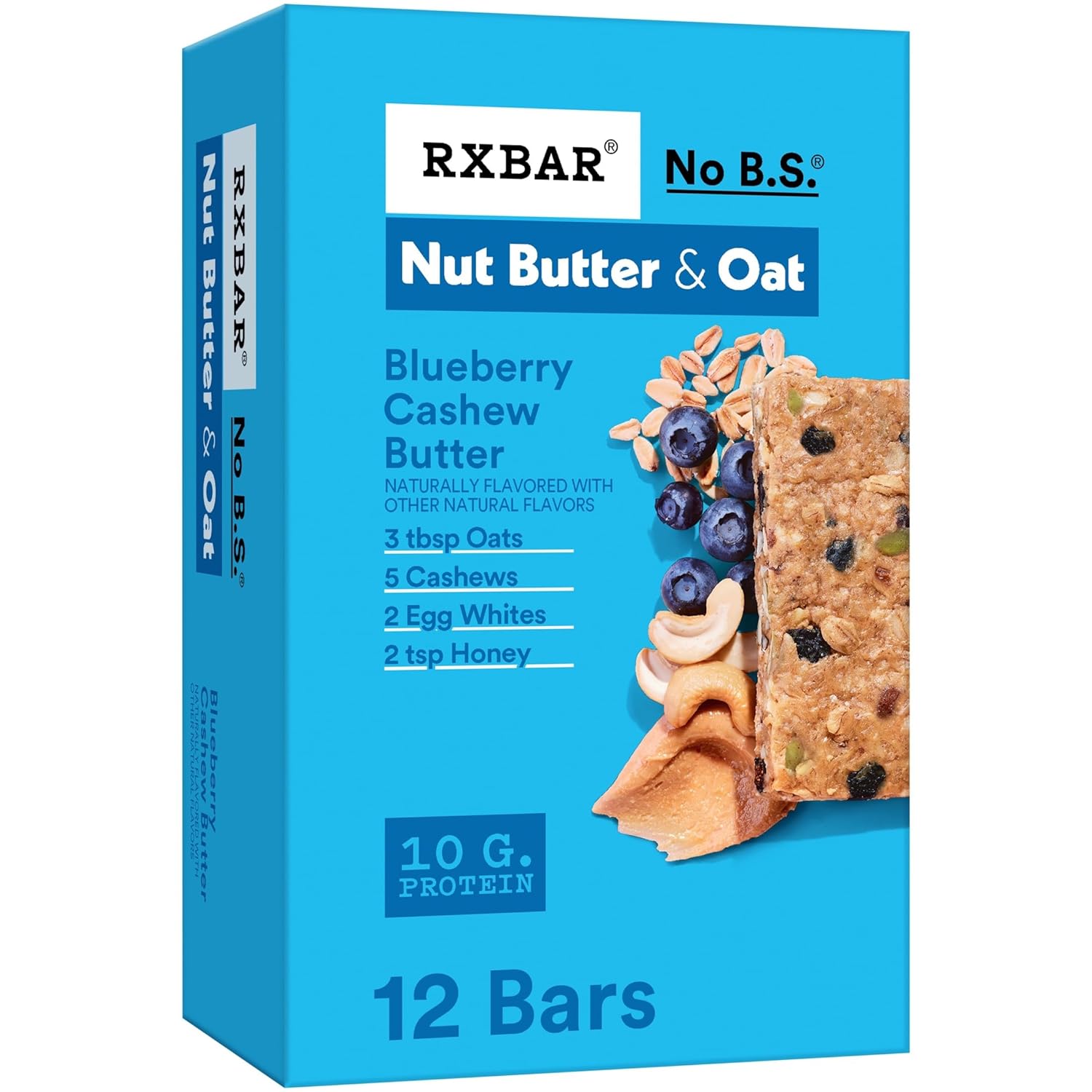 10g protein per bar from egg whites and cashew butter