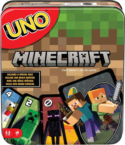 112 standard uno cards printed with franchise-specific graphics (minecraft, harry potter, star wars, etc.)