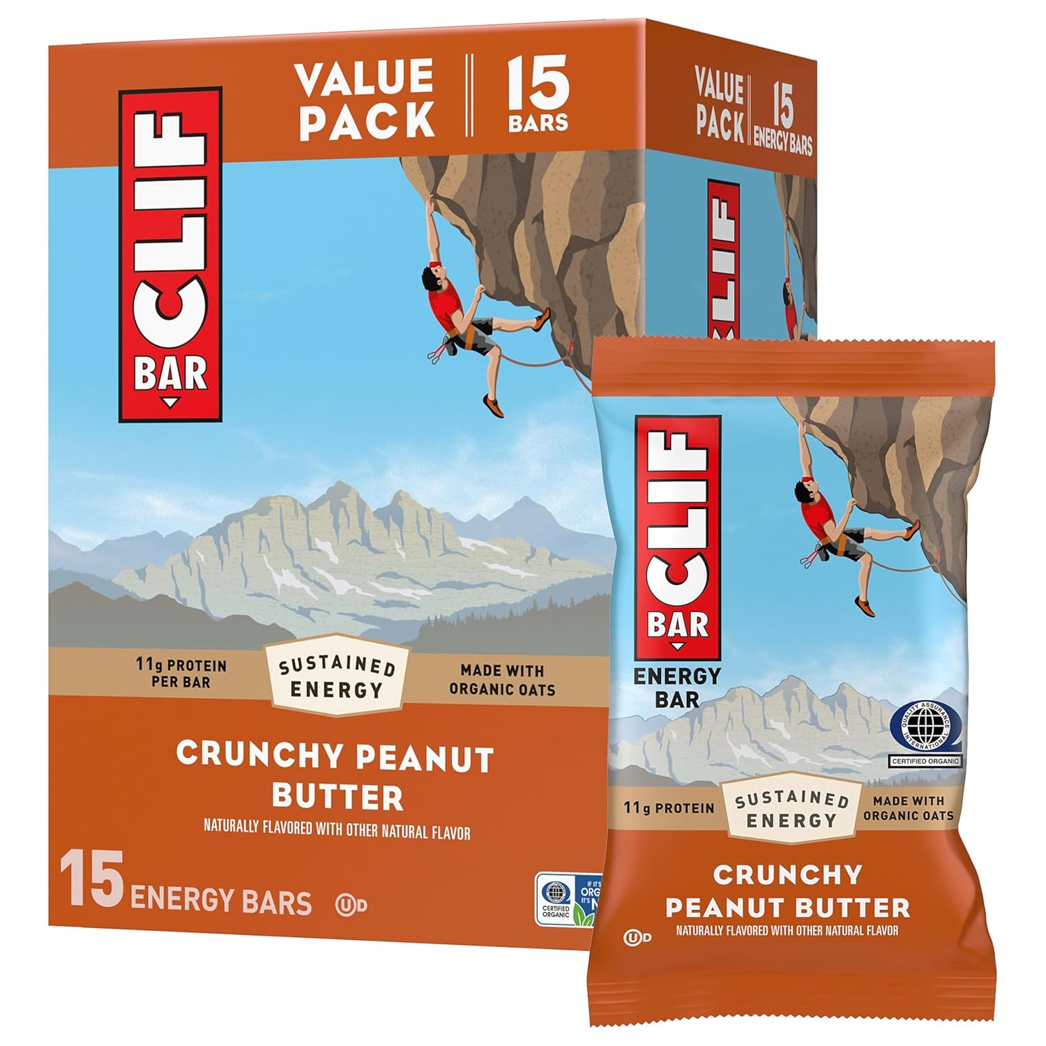 11g of plant-based protein per bar sourced from soy and peanut blend
