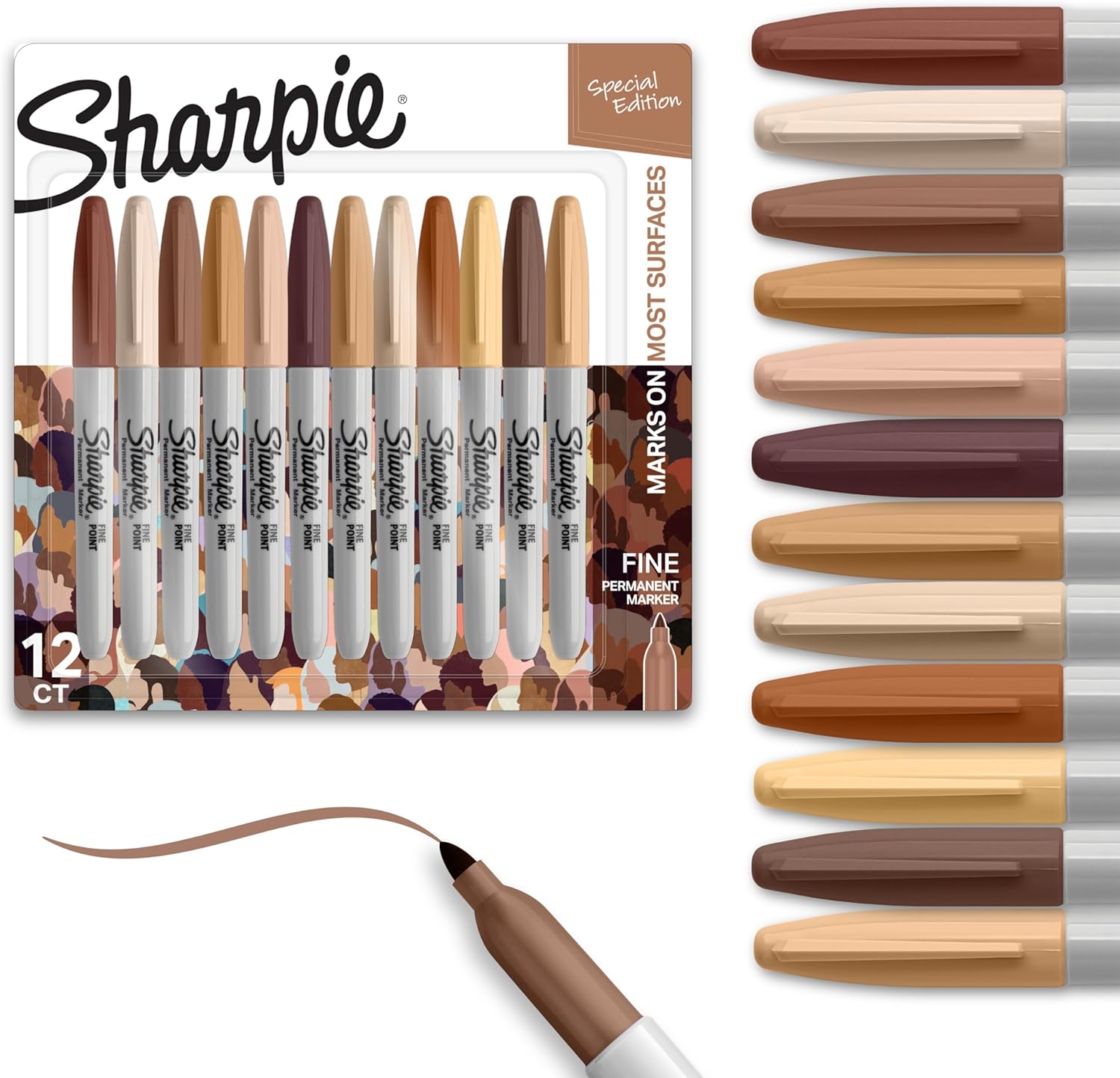 12 assorted skin tone shades spanning a range of browns