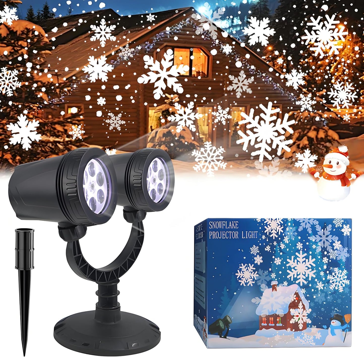 12 built-in led beads producing snowflake and snowfall patterns