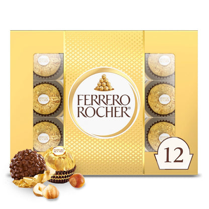 12-count individually foil-wrapped chocolates in 5.3 oz gift box format