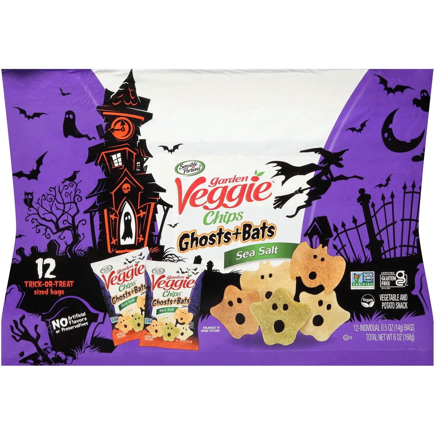 12 individually wrapped 0.5 oz bags for built-in portion control