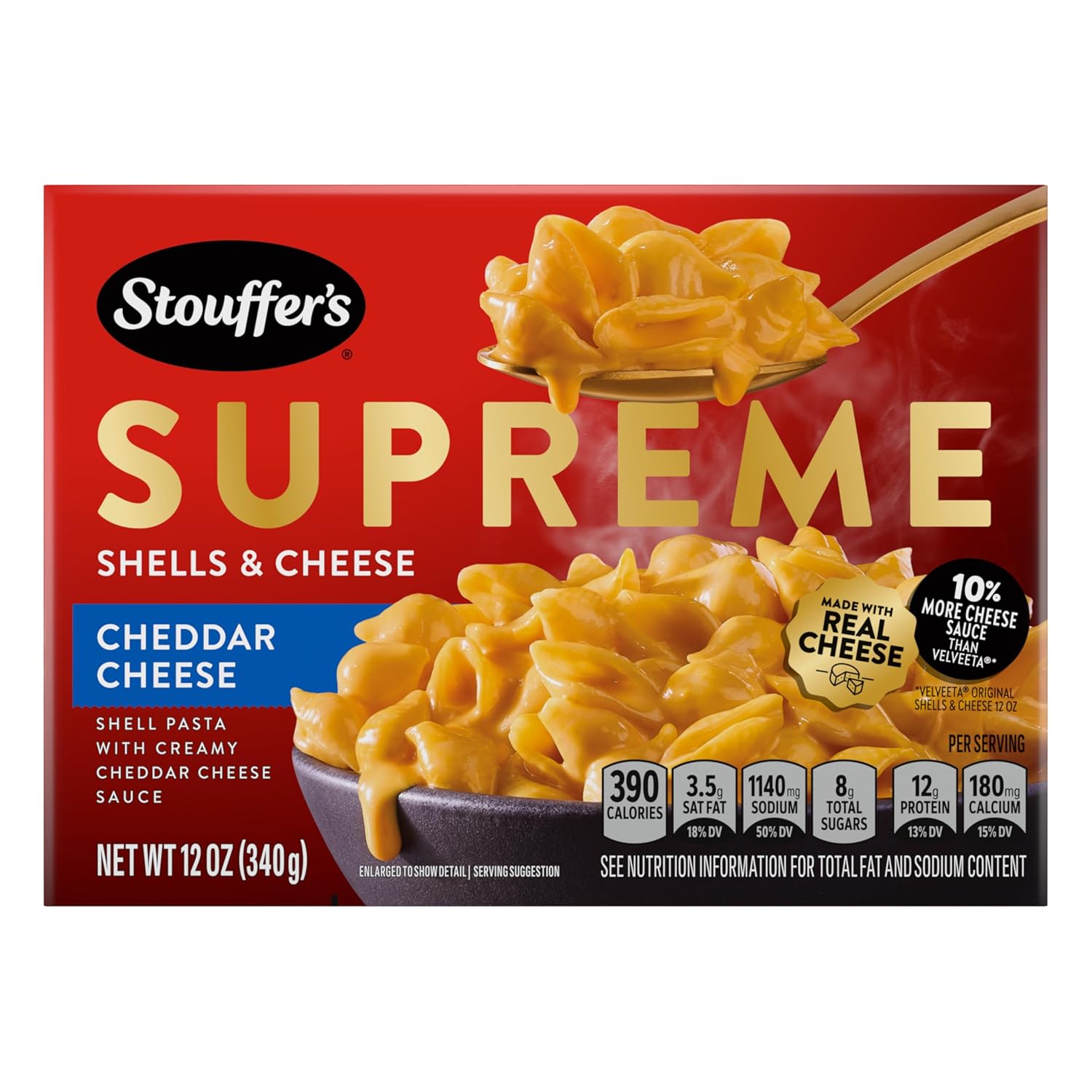 12 oz boxed dinner kit with shell pasta and cheddar cheese sauce